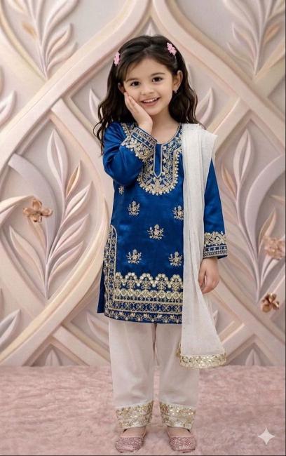 Trending Beautiful Embroidery RRK  005 FENDI SILK Wholesale children wear in India